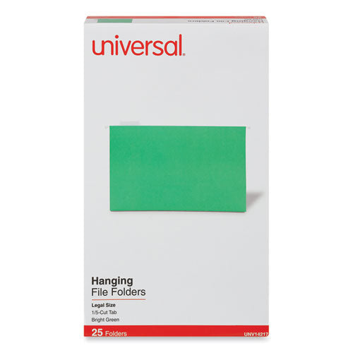Deluxe Bright Color Hanging File Folders, Legal Size, 1/5-cut Tabs, Bright Green, 25/box