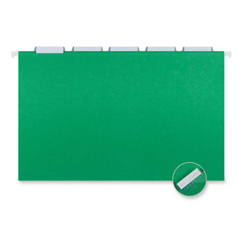 Deluxe Bright Color Hanging File Folders, Legal Size, 1/5-cut Tabs, Bright Green, 25/box