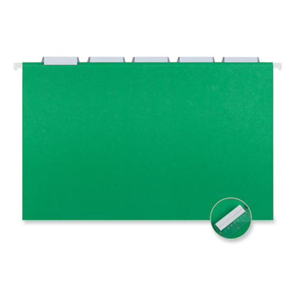 Deluxe Bright Color Hanging File Folders, Legal Size, 1/5-cut Tabs, Bright Green, 25/box