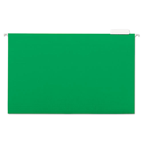 Deluxe Bright Color Hanging File Folders, Legal Size, 1/5-cut Tabs, Bright Green, 25/box