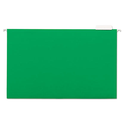 Deluxe Bright Color Hanging File Folders, Legal Size, 1/5-cut Tabs, Bright Green, 25/box