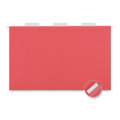Deluxe Bright Color Hanging File Folders, Legal Size, 1/5-cut Tabs, Red, 25/box