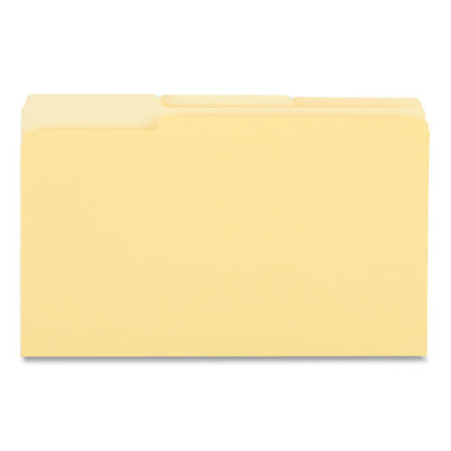 Interior File Folders, 1/3-cut Tabs: Assorted, Legal Size, 11-pt Stock, Yellow, 100/box