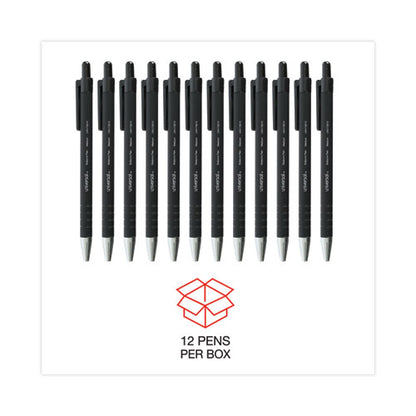 Ballpoint Pen, Retractable, Medium 1 Mm, Black Ink, Black Barrel, Dozen