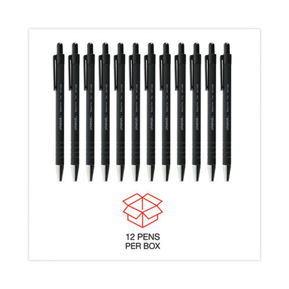 Ballpoint Pen, Retractable, Fine 0.7 Mm, Black Ink, Black Barrel, Dozen