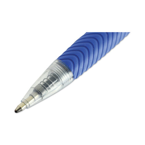 Comfort Grip Ballpoint Pen, Retractable, Medium 1 Mm, Blue Ink, Clear/blue Barrel, Dozen