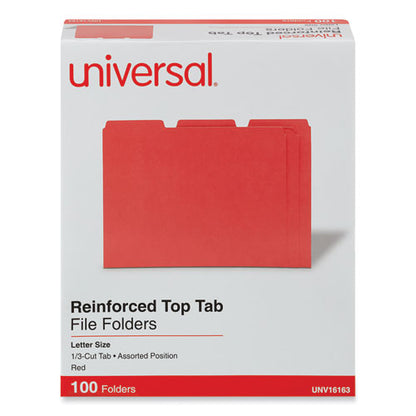 Reinforced Top-tab File Folders, 1/3-cut Tabs: Assorted, Letter Size, 1" Expansion, Red, 100/box