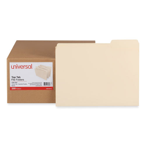 Top Tab File Folders, 1/3-cut Tabs: Assorted, Letter Size, 0.75" Expansion, Manila, 250/box
