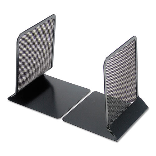 Metal Mesh Bookends, Nonskid Base, 5.38 X 5.38 X 6.75, Black, Pair