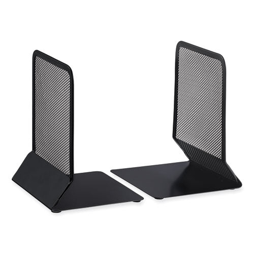 Metal Mesh Bookends, Nonskid Base, 5.38 X 5.38 X 6.75, Black, Pair