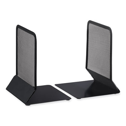 Metal Mesh Bookends, Nonskid Base, 5.38 X 5.38 X 6.75, Black, Pair