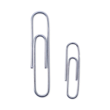 Plastic-coated Paper Clips With Two-compartment Dispenser Tub, (750) #2 Clips, (250) Jumbo Clips, Silver