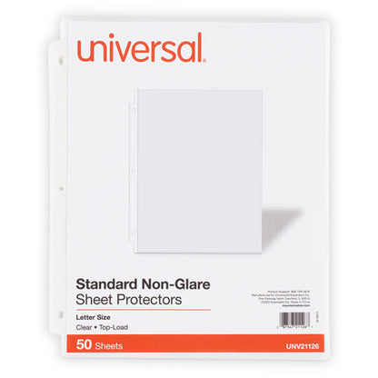 Standard Sheet Protectors, Medium-duty, Side: 3-hole Punched, Top Load 8.5 X 11 Insert, Nonglare Clear Front, 50/pack