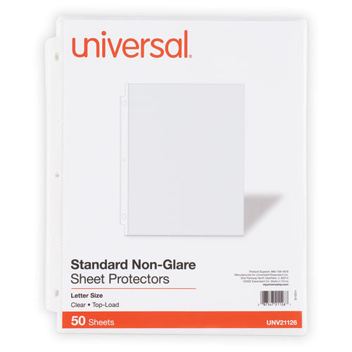 Standard Sheet Protectors, Medium-duty, Side: 3-hole Punched, Top Load 8.5 X 11 Insert, Nonglare Clear Front, 50/pack