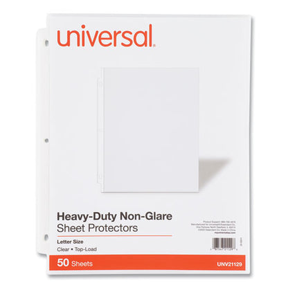 Deluxe Heavyweight Sheet Protector, Side: 3-hole Punched, Top Load 8.5 X 11 Insert, Nonglare Clear Front, 50/pack