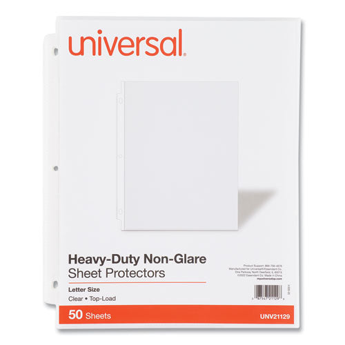 Deluxe Heavyweight Sheet Protector, Side: 3-hole Punched, Top Load 8.5 X 11 Insert, Nonglare Clear Front, 50/pack