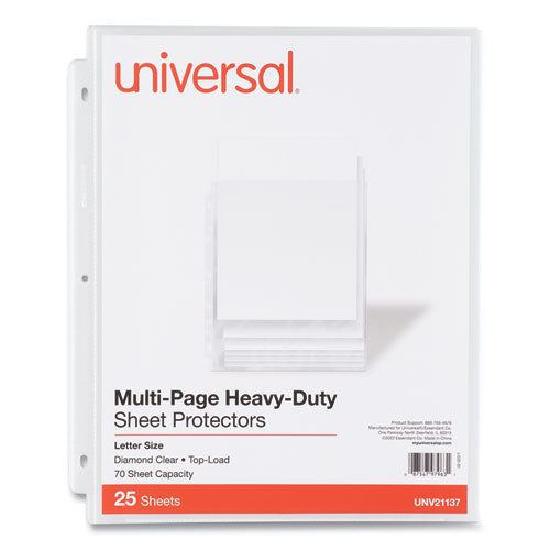 Deluxe Heavyweight Sheet Protector, Side: 3-hole Punched, Top Load 8.5 X 11 Insert, Clear Front, 25/pack