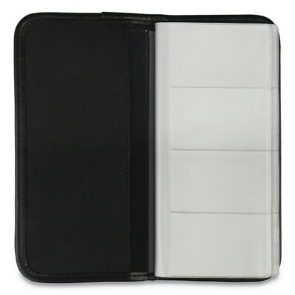 Business Card Holder, Holds 160 3.5 X 2 Cards, 4.75 X 10.13, Vinyl, Black