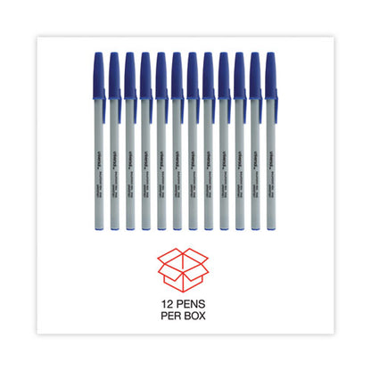 Ballpoint Pen, Stick, Fine 0.7 Mm, Blue Ink, Gray/blue Barrel, Dozen