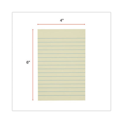 Recycled Self-stick Note Pads, Note Ruled, 4" X 6", Yellow, 100 Sheets/pad, 12 Pads/pack