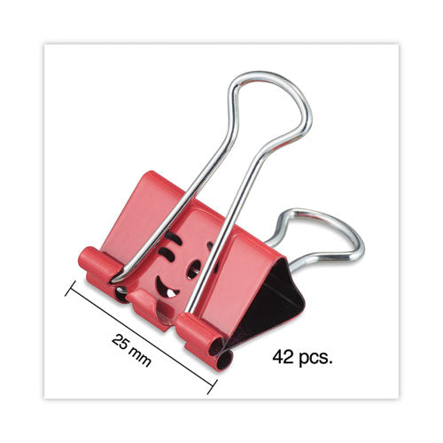 Emoji Themed Binder Clips With Storage Tub, Medium, Assorted Colors, 42/pack