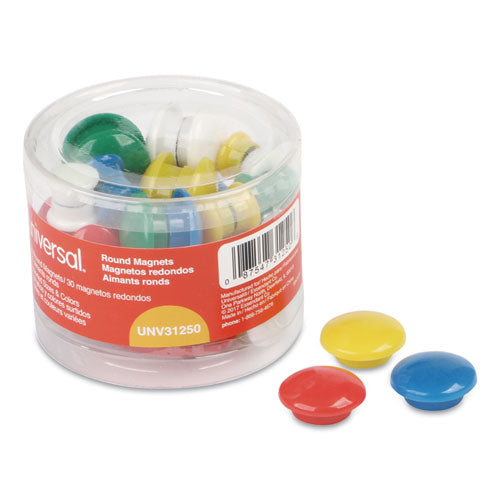 Assorted Magnets, Circles, Assorted Sizes: X-small, Medium And Large, Assorted Colors, 30/pack
