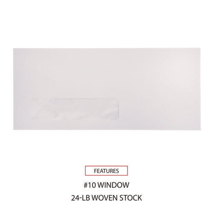 Open-side Business Envelope, 1 Window, #10, Commercial Flap, Gummed Closure, 4.13 X 9.5, White, 500/box