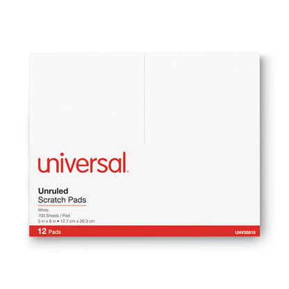 Scratch Pads, Unruled, 5 X 8, White, 100 Sheets, 12/pack