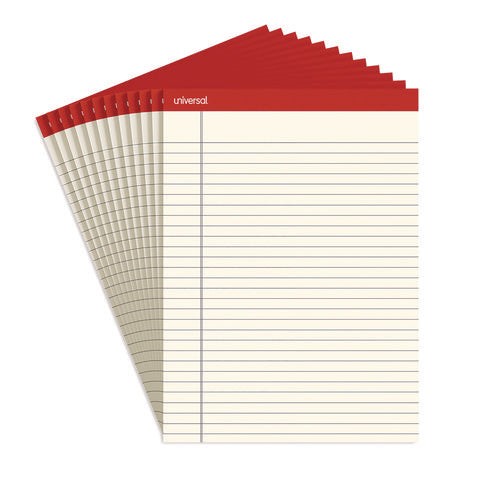 Colored Perforated Ruled Writing Pads, Letter Size Pad (8.5 X 11.75), Wide/legal Rule, 50 Ivory 8.5 X 11 Sheets, Dozen