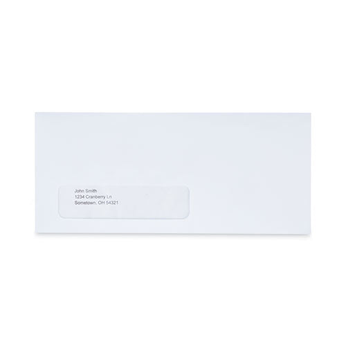 Peel Seal Strip Business Envelope, Address Window, #10, Square Flap, Self-adhesive Closure, 4.13 X 9.5, White, 500/box