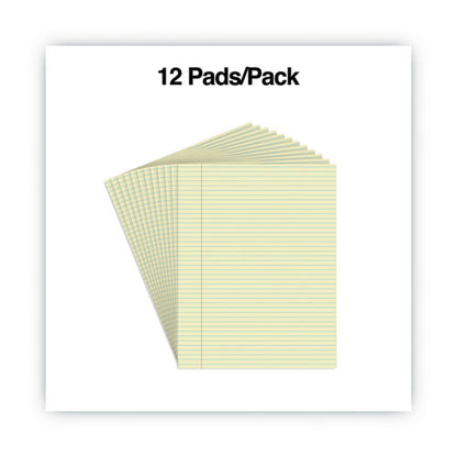 Glue Top Pads, Narrow Rule, 50 Canary-yellow 8.5 X 11 Sheets, Dozen
