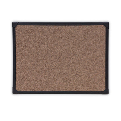 Tech Cork Board, 23.62" X 17.71", Brown Surface, Black Aluminum Frame