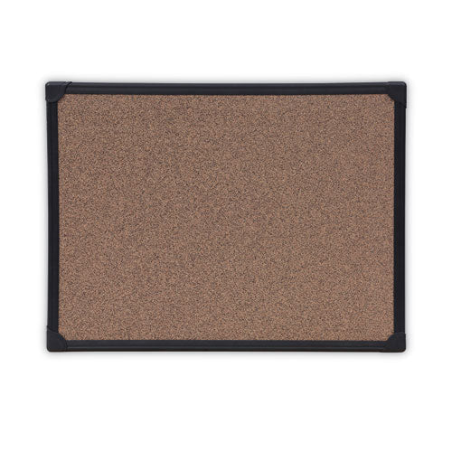 Tech Cork Board, 23.62" X 17.71", Brown Surface, Black Aluminum Frame