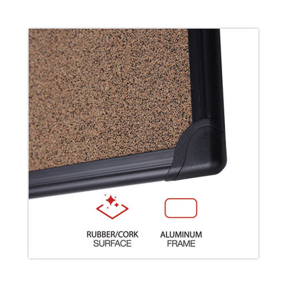 Tech Cork Board, 23.62" X 17.71", Brown Surface, Black Aluminum Frame