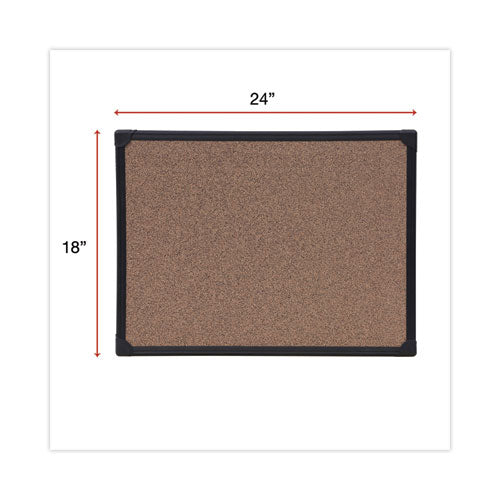 Tech Cork Board, 23.62" X 17.71", Brown Surface, Black Aluminum Frame