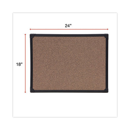 Tech Cork Board, 23.62" X 17.71", Brown Surface, Black Aluminum Frame