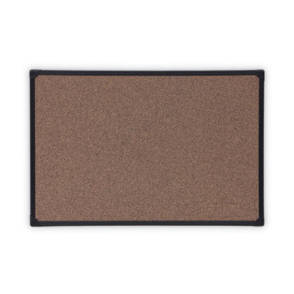 Tech Cork Board, 35.43" X 23.62", Brown Surface, Black Plastic Frame
