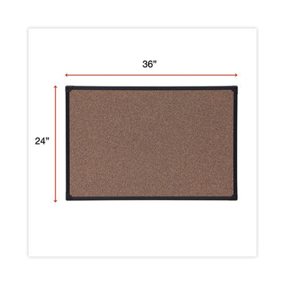 Tech Cork Board, 35.43" X 23.62", Brown Surface, Black Plastic Frame