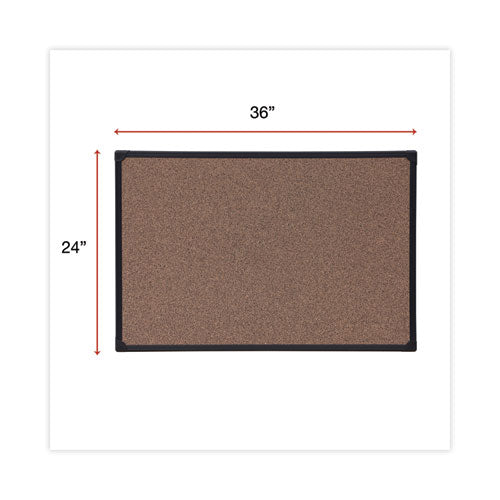 Tech Cork Board, 35.43" X 23.62", Brown Surface, Black Plastic Frame