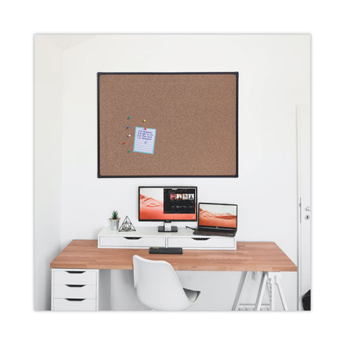 Tech Cork Board, 47.24" X 35.43", Brown Surface, Black Aluminum Frame