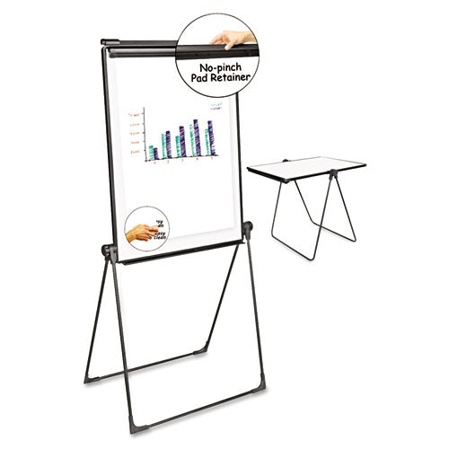 Foldable Double-sided Dry Erase Easel, 37.39" X 31.88", White Surface, Black Plastic Frame