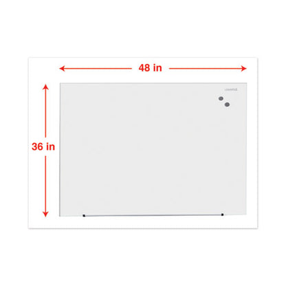 Frameless Magnetic Glass Marker Board, 48" X 36", White Surface