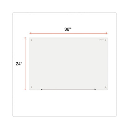 Frameless Glass Marker Board, 36" X 24", White Surface