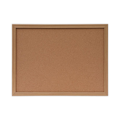 Cork Board With Oak Style Frame, 24" X 18", Tan Surface, Oak Finished Wood Frame