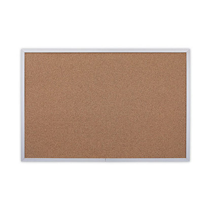 Cork Bulletin Board, 36" X 24", Tan Surface, Satin Aluminum Frame