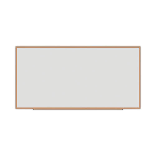 Deluxe Melamine Dry Erase Board, 96" X 48", White Surface, Oak Finished Fiberboard (mdf) Frame