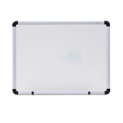 Modern Melamine Dry Erase Board With Aluminum Frame, 24" X 18", White Surface, Satin Aluminum Frame