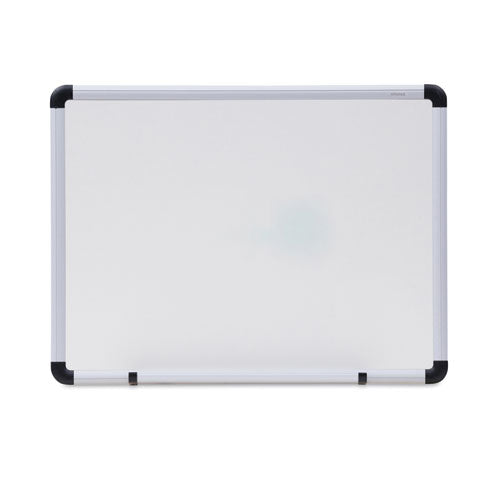 Modern Melamine Dry Erase Board With Aluminum Frame, 24" X 18", White Surface, Satin Aluminum Frame