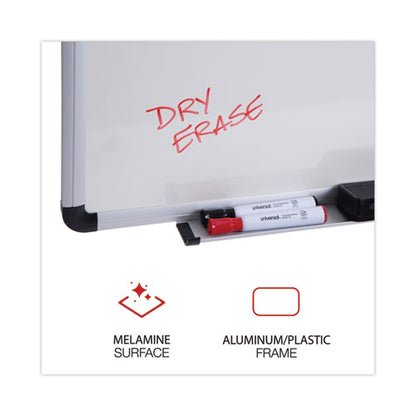 Modern Melamine Dry Erase Board With Aluminum Frame, 36" X 24", White Surface, Satin Aluminum Frame