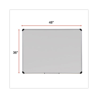 Deluxe Porcelain Magnetic Dry Erase Board, 48" X 36", White Surface, Silver/black Aluminum Frame